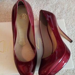 Burgundy patent leather pump